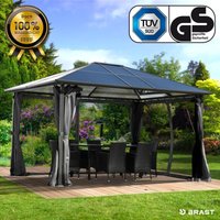 Alu-Pavillon Summerdream 3x4m grau festes Dach wasserdicht + Moskitonetz - Brast von BRAST