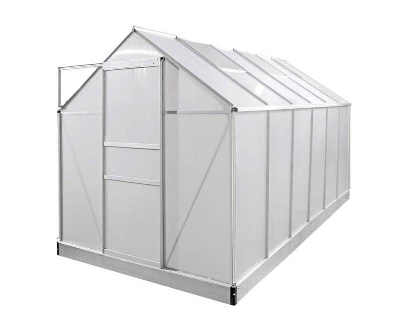 BRAST Gewächshaus ALU mit Fundament rostfrei 310x190x195cm TÜV geprüft, BxTxH: 190 x 310 x 195 cm, wetterfestes hochwertiges Aluminium, Temperaturbeständig, Wärmedämmend, Lichtbrechend & UV-stabilisiert von BRAST