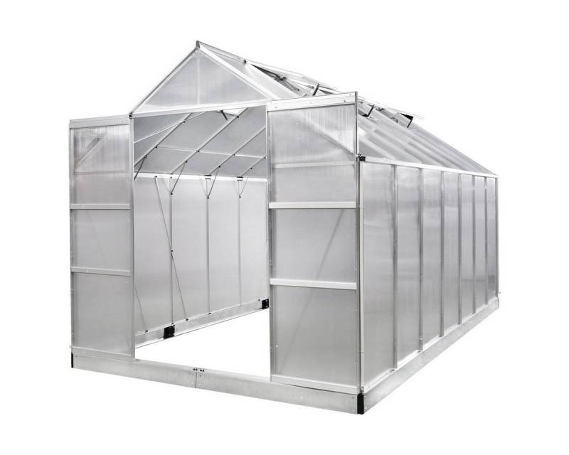 BRAST Gewächshaus ALU mit Fundament rostfrei 430x250x235cmTÜV geprüft, BxTxH: 250 x 430 x 235 cm, wetterfestes hochwertiges Aluminium, Temperaturbeständig, Wärmedämmend, Lichtbrechend & UV-stabilisiert von BRAST