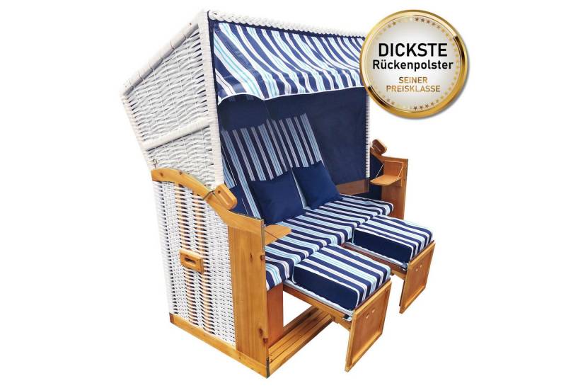 BRAST Strandkorb für 3 Personen, 120cm breit, 5 Designs, BxTxH: 165x79x150 cm, Volllieger, Strandkorb 3Sitzer Usedom, incl. wetterfeste Abdeckhaube verstellbare Rückenlehne Fußkissen von BRAST