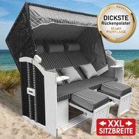 BRAST Strandkorb Usedom 3-Sitzer XXL für 2-3 Personen 165cm breit inkl. wetterfeste Abdeckhaube verstellbare Rückenlehne Fußkissen Anthrazit/Grau BRAST Strandkorb Usedom 3-Sitzer XXL für 2-3 Personen 165cm breit inkl. wetterfeste Abdeckhaube verstellbare Rückenlehne Fußkissen Anthrazit/Grau von BRAST