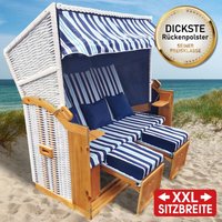 BRAST Strandkorb Usedom 3-Sitzer XXL für 2-3 Personen 165cm breit inkl. wetterfeste Abdeckhaube verstellbare Rückenlehne Fußkissen Hellblau BRAST Strandkorb Usedom 3-Sitzer XXL für 2-3 Personen 165cm breit inkl. wetterfeste Abdeckhaube verstellbare Rückenlehne Fußkissen Hellblau von BRAST