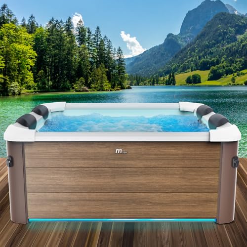 BRAST Whirlpool MSpa Oslo, Oslo Plus XXL, Sapphire & Amber mit Fester Außenwand | 160x160x65cm - 180x180x65cm | 4 Modelle | LED-Beleuchtung | 6 Personen | Ganzjähriger Einsatz Winterfest | Amber von BRAST
