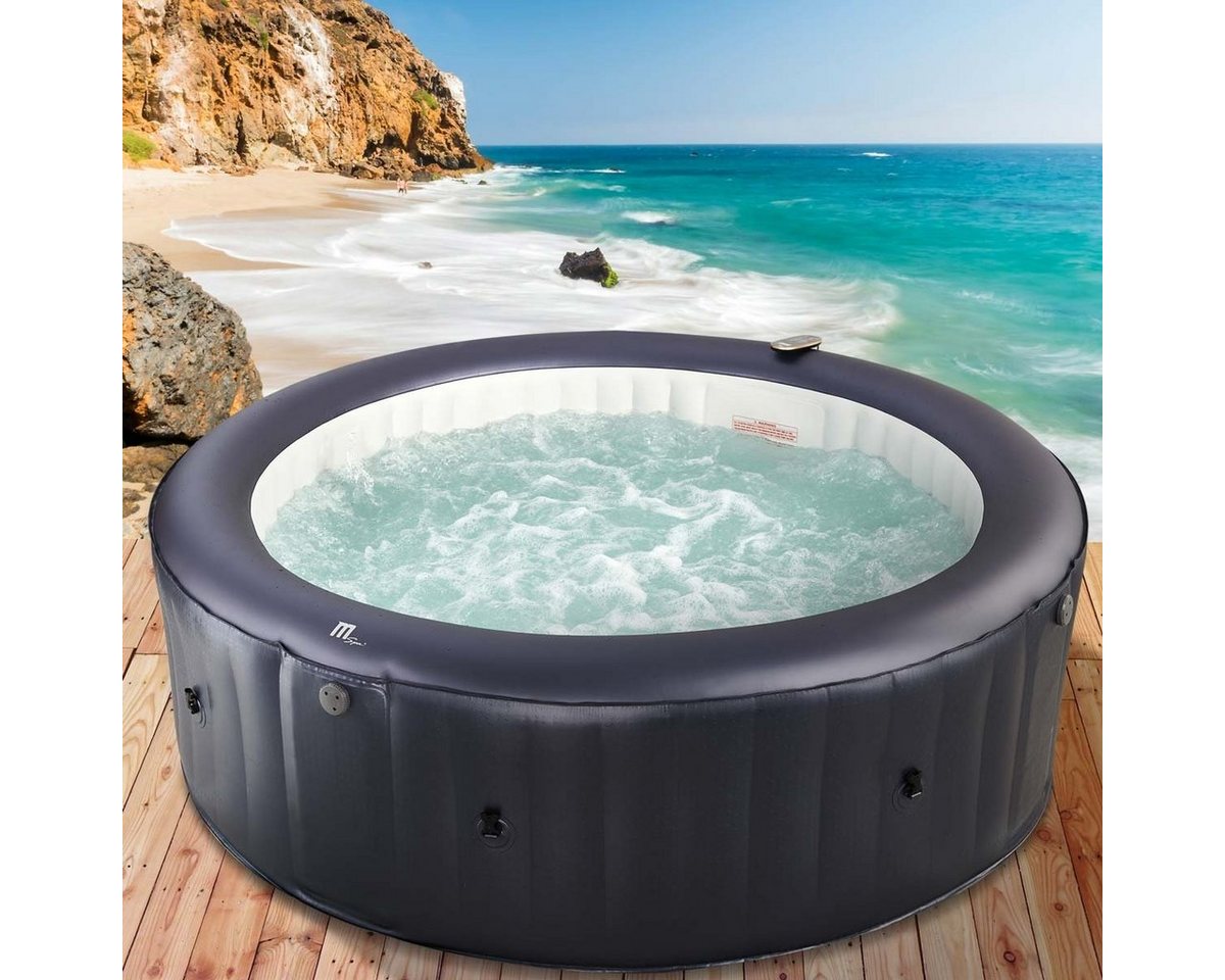 BRAST Whirlpool BRAST aufblasbar Carlton für 6 Personen Ø204x70cm In- Outdoor Pool, (125 Massagedüsen Timer Heizung Aufblasfunktion per Knopfdruck), Bubble Spa Wellness Massage von BRAST