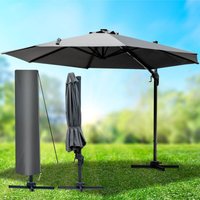 Alu Sonnenschirm Ampelschirm Ø300cm Grau tüv geprüft Schützhülle UV-Schutz 50+ wasserabweisend drehbar & höhenverstellbar - Brast von BRAST