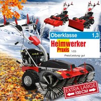 Brast - Benzin Kehrmaschine Laubsammler Schneeschieber xxl Premium 4,8kW(6,5PS) 100cm Arbeitsbreite Elektrostart Schneeketten 3in1 Gerät von BRAST