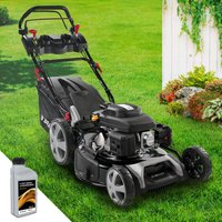 Benzin Rasenmäher mit Antrieb 5,2kW (7PS) 55cm Schnittbreite tüv 30-80mm Schnitthöhe 60L Fangkorb 4 Takt ohv Motor Stahlgehäuse Speed - Brast von BRAST