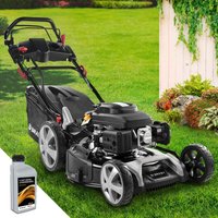Benzin Rasenmäher mit Antrieb 5,2kW (7PS) Elektrostart 55cm Schnittbreite tüv 30-80mm Schnitthöhe 60L Fangkorb 4 Takt ohv Motor Stahlgehäuse estart von BRAST