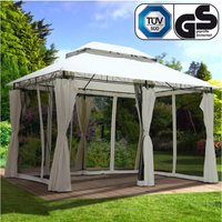 Brast - Pavillon Easiness 300x400x290cm Beige Moskitonetz tüv geprüft wasserdicht UV-Schutz von BRAST