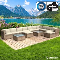 Gartenmöbel Lounge Sofa Couch Set Dreams Braun Poly-Rattan für 11 Personen - Brast von BRAST
