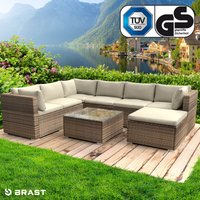 Gartenmöbel Lounge Sofa Couch Set Luxus Braun Poly-Rattan für 6 Personen - Brast von BRAST
