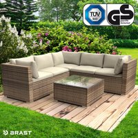 Gartenmöbel Lounge Sofa Couch Set Passion Braun Poly-Rattan für 4 Personen - Brast von BRAST