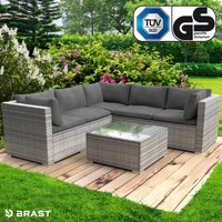 Gartenmöbel Lounge Sofa Couch Set Passion Grau Poly-Rattan für 4 Personen - Brast von BRAST