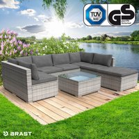 Brast - Gartenmöbel Lounge Sofa Couch Set Sunshine Grau Poly-Rattan für 5 Personen von BRAST