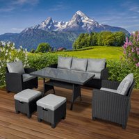 Gartenmöbel Set Delight Schwarz/Grau bis zu 7 Personen inkl. extra Dicke Kissen tüv geprüft Outdoor Loungemöbel Sitzgruppe Essgruppe Garnitur - Brast Gartenmöbel Set Delight Schwarz/Grau bis zu 7 Personen inkl. extra Dicke Kissen tüv geprüft Outdoor Loungemöbel Sitzgruppe Essgruppe Garnitur - Brast von BRAST