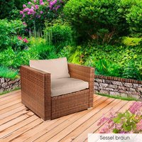 Brast - Poly-Rattan Gartenmöbel Lounge Set Einzelsessel Braun von BRAST