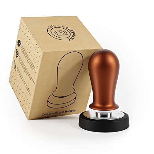 BRAVE ELEPHANT® Tamper aus Edelstahl inkl. Tampermatte - Barista Stempel mit 15,87kg Anpressdruck - Druckregulierender Tamper (58mm, Kupfer) von BRAVE ELEPHANT