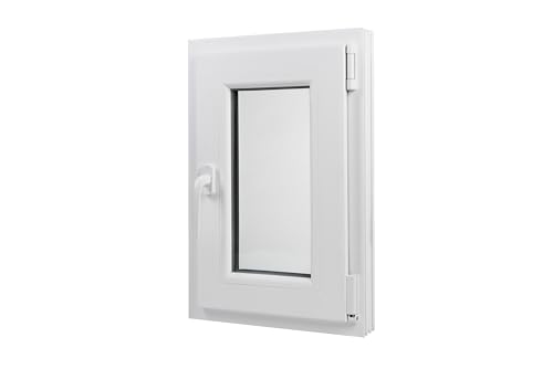 Kunststoff Fenster Dreh/Kipp 40 cm x 60 cm Anschlagrichtung Rechts inklusive Fenstergriff von BRAVO the smart solution