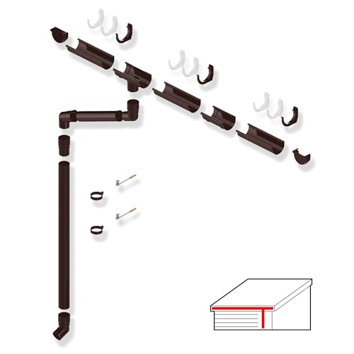 SMART Dachrinnen-Set PVC, 61-teilig, 75/63 mm für 12 m Dachlänge (Braun) von BRAVO the smart solution