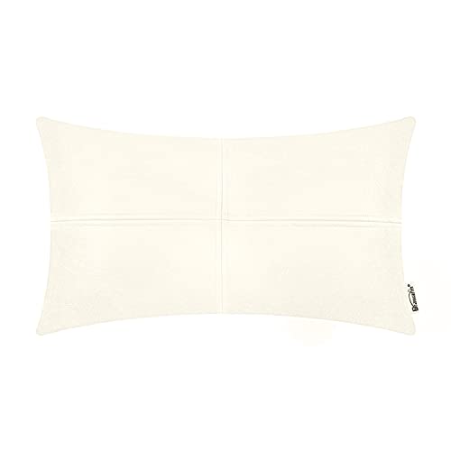 BRAWARM Hochwertiger Kissenbezug für Sofa, Couch, Heimdekoration, einfarbig, luxuriöses Kunstleder, handgenäht, 30cm x 50cm Creme von BRAWARM