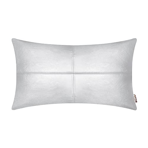 BRAWARM Hochwertiger Kissenbezug für Sofa, Couch, Heimdekoration, einfarbig, luxuriöses Kunstleder, handgenäht, 30cm x 50cm Splitter von BRAWARM