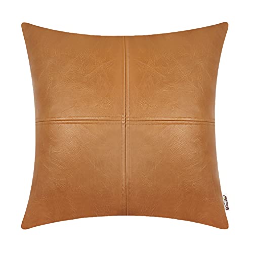 BRAWARM Hochwertiger Kissenbezug für Sofa, Couch, Heimdekoration, einfarbig, luxuriöses Kunstleder, handgenäht, 35cm x 35cm Hautfarben von BRAWARM