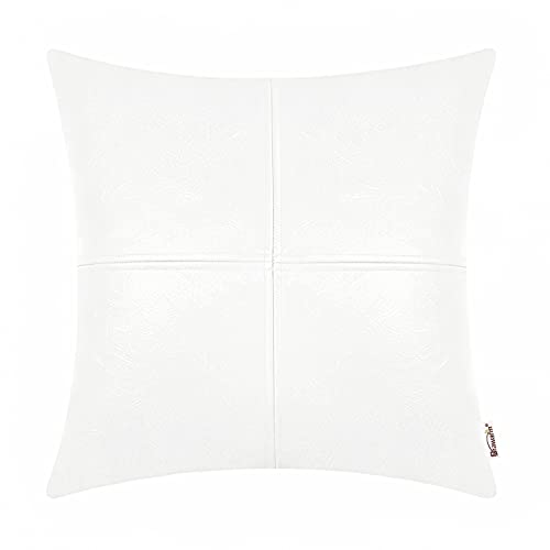 BRAWARM Hochwertiger Kissenbezug für Sofa, Couch, Heimdekoration, einfarbig, luxuriöses Kunstleder, handgenäht, 40cm x 40cm Weiß von BRAWARM