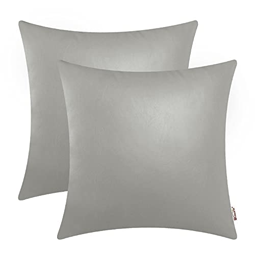 Brawarm 2 Stück Kunstleder-Kissenbezüge, 45,7 x cm, modern, Boho-Leder-Kissenbezüge, dekorative Kissen, Couch für Wohnzimmer, Garten, Couch, Bett, Sofa, Stuhl, mittelgrau von BRAWARM