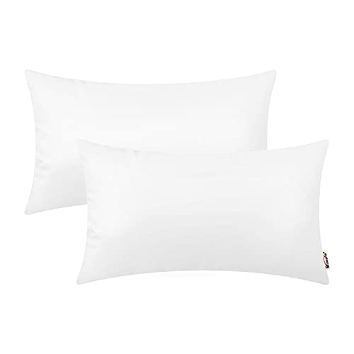 Brawarm 2 Stück weiße Leder-Kissenbezüge 30,5 x 50,8 cm, weiße Kunstleder-Deko-Kissenbezüge für Wohnzimmer, Heimdekoration, Garten, Couch, Bett, Sofa von BRAWARM