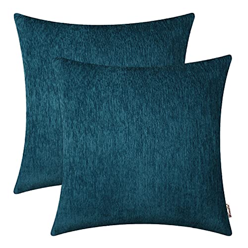 Brawarm Chenille-Kissenbezüge, 50,8 x 50,8 cm, 2 Stück, tiefe Lagunen-Chenille-Kissenbezüge, solide gefärbt, weiche Chenille-Kissenbezüge für Couch, Sofa, Bett, Heimdekoration von BRAWARM