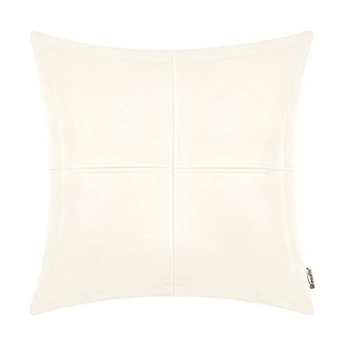 Brawarm Cremefarbener Leder-Kissenbezug, Kunstleder, 50,8 x 50,8 cm, cremefarbene Leder-Kissenbezüge, handgenäht, Kunstleder, dekorative Überwurf-Kissenbezüge für Wohnzimmer und Garten von BRAWARM