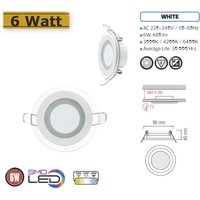 5x 6W led Panel Glas Abdeckung Einbaustrahler Spot Deckenbeleuchtung Unterputz Einbauleuchte Warmweiß 480 lm Ø96mm Rund von BRAYTRON