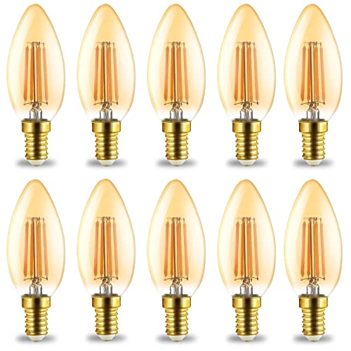 BRAYTRON 10er Sparpack | LED Leuchtmittel E14 Kerze C35 4W Filament | Bernstein | DIMMBAR | 400 Lumen warmweiß (3000 K) von BRAYTRON