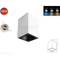 Braytron - Deckenleuchte beta-ss Aufbaustrahler Lampe 100x100mm Aufputz Leuchte Strahler mit GU10 Fassung 230V Eckig Weiß/Schwarz aus Aluminium von BRAYTRON