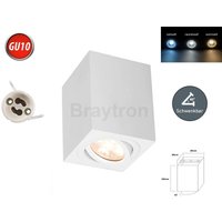 Braytron - Deckenleuchte gama-ss Aufbaustrahler Lampe Aufputz Leuchte 80x80mm Strahler Schwenkbar 45° Eckig Weiß aus Aluminium mit GU10 Fassung von BRAYTRON