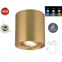 Braytron - Deckenleuchte gama-ss Aufbaustrahler Lampe Aufputz Leuchte 96x96mm Strahler Schwenkbar 45° Rund Gold aus Aluminium mit Fassung GU10 5W led von BRAYTRON