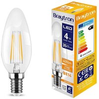 E14 Filament C35 | led | Leuchtmittel | Lampe | Birne | Leuchte | Beleuchtung | Form: Kerze | 4W | 400 Lumen warmweiß | 10 Stück von BRAYTRON
