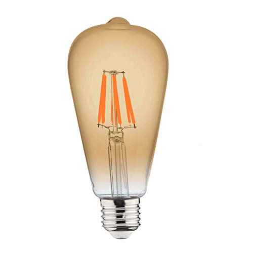 E27 6 watt Kegel DIMMBAR Filament Retro Vintage Nostalgie LED Leuchtmittel Edison Gewinde ST64 warmweiß 2200K von Braytron