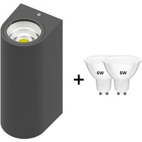 Braytron - led Aussenleuchte Aussenlampe Wandlampe Anthrazit WL.2 Wandleuchte IP44 ce + 2x led Leuchtmittel GU10 6W Warmweiß von BRAYTRON