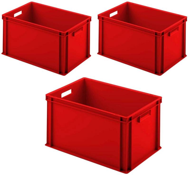 BRB-Lagertechnik Aufbewahrungsbox 3 Euro-Stapelbehälter mit 2 Durchfassgriffen, LxBxH 600x400x320 mm, 3x Euro-Stapelbehälter von BRB-Lagertechnik