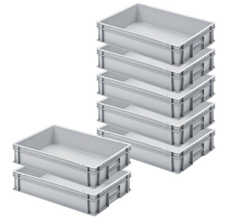 BRB-Lagertechnik Aufbewahrungsbox 7 Eurobehälter mit 2 Griffleisten aus PP, LxBxH 600x400x120 mm, Eurobehälter hergestellt aus Polypropylen-Kunststoff (PP) von BRB-Lagertechnik