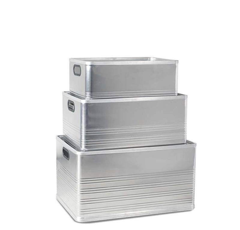 BRB-Lagertechnik Aufbewahrungsbox Aluminium-Kästen-Set "C", 3 Alu-Transportkästen, 50 Liter, 79 Liter und 118 Liter von BRB-Lagertechnik
