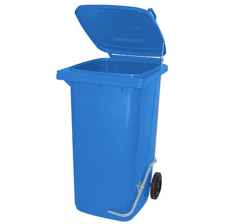 BRB-Lagertechnik Mülleimer Müllbehälter, Inhalt 80 Liter, mit Fußpedal zur Deckelöffnung, Genormte 80 Liter Mülltonne mit Fußöffnung von BRB-Lagertechnik