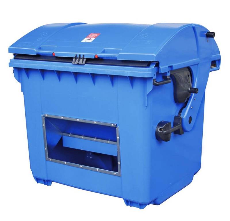 BRB-Lagertechnik Mülleimer Streugutbehälter 1100 Liter, mit Runddeckel, BxTxH 1365x1060x1150 mm, XXL Streugutgroßbehälter mit Entnahmeöffnung von BRB-Lagertechnik