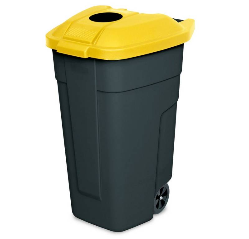 BRB-Lagertechnik Mülleimer Wertstoffsammler, Inhalt 100 Liter, Einwurföffnung, Korpus anthrazit, Fahrbare Tonne aus robustem Polypropylen-Kunststoff (PP) von BRB-Lagertechnik