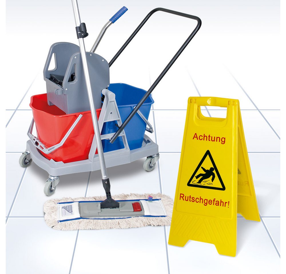 BRB-Lagertechnik Putzwagen Komplett-Set 8-teilig, Reinigungswagen mit 2 Eimern und Mopppresse BRB-Lagertechnik Putzwagen Komplett-Set 8-teilig, Reinigungswagen mit 2 Eimern und Mopppresse von BRB-Lagertechnik