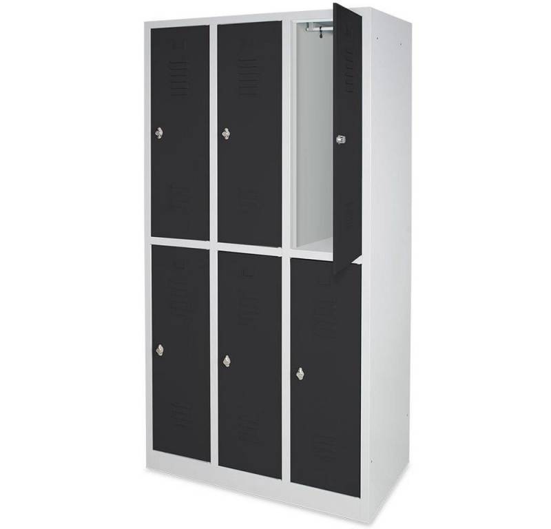 BRB-Lagertechnik Spind Fächerschrank, 6 Fächer, BxTxH 900x500x1800 mm Türen verschließbar mit Drehriegelverschluss von BRB-Lagertechnik