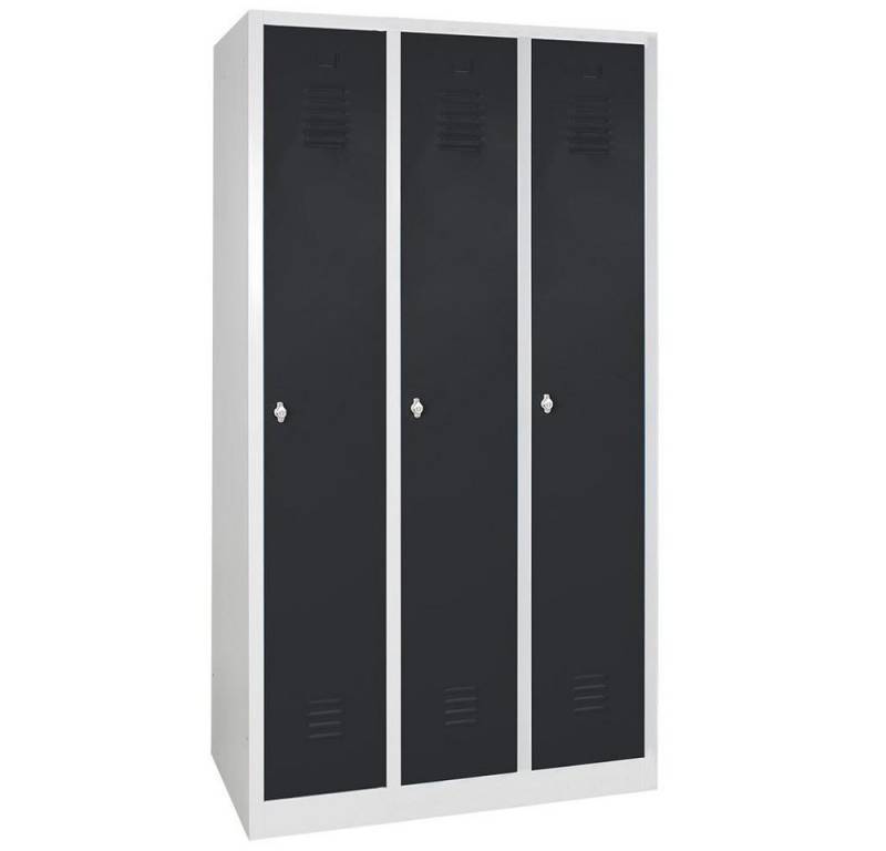 BRB-Lagertechnik Spind Kleiderspind mit 3 Abteilen, BxTxH 900x500x1800 mm Leicht und hygienisch zu reinigen von BRB-Lagertechnik