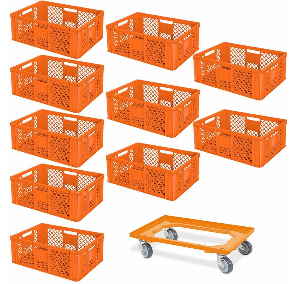 BRB-Lagertechnik Stapelbox 10x Eurobehälter/Bäckerkiste, LxBxH 600x400x240 mm + Transportroller, Stoßfest, robust und formstabil BRB-Lagertechnik Stapelbox 10x Eurobehälter/Bäckerkiste, LxBxH 600x400x240 mm + Transportroller, Stoßfest, robust und formstabil von BRB-Lagertechnik