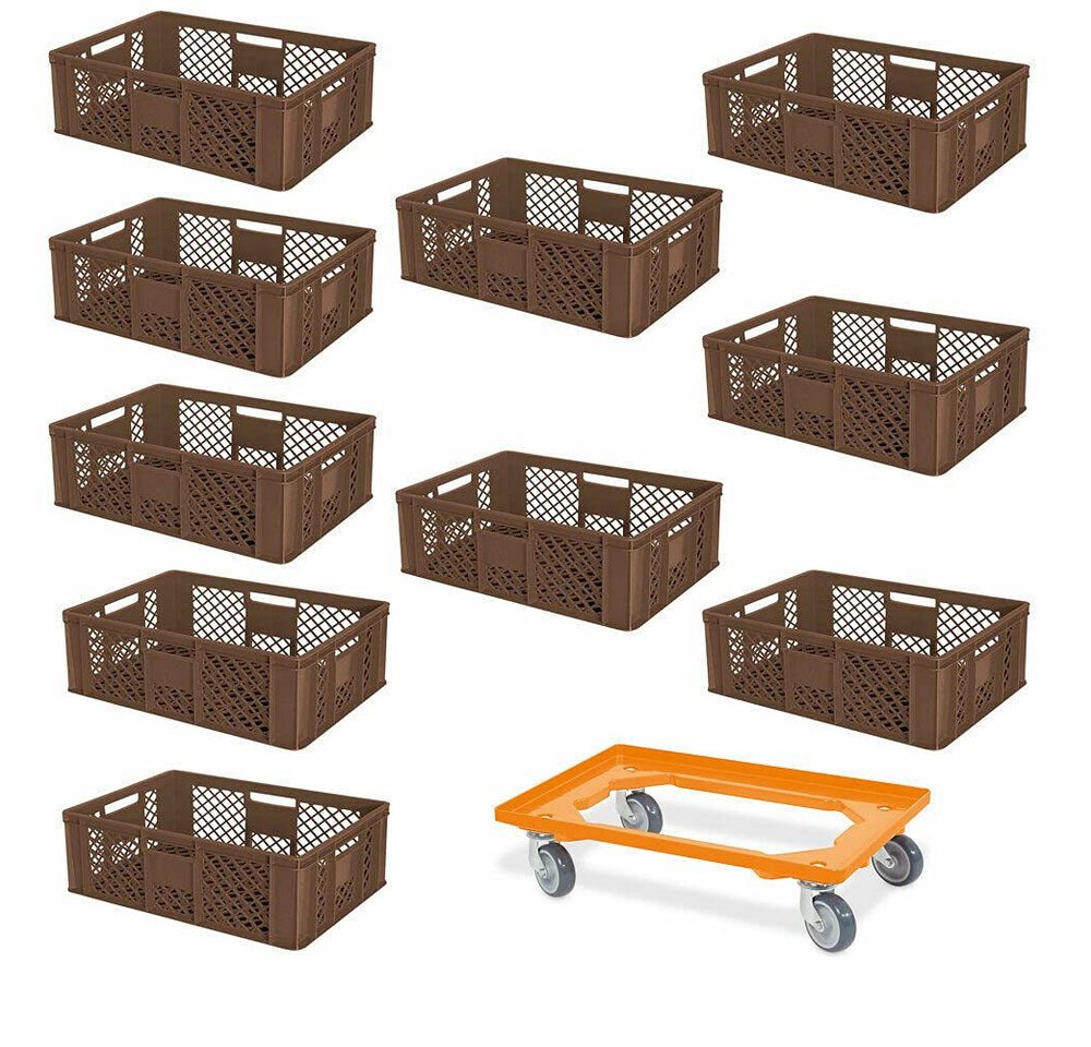BRB-Lagertechnik Stapelbox 10x Eurobehälter/Bäckerkiste, LxBxH 600x400x240 mm + Transportroller, Stoßfest, robust und formstabil BRB-Lagertechnik Stapelbox 10x Eurobehälter/Bäckerkiste, LxBxH 600x400x240 mm + Transportroller, Stoßfest, robust und formstabil von BRB-Lagertechnik